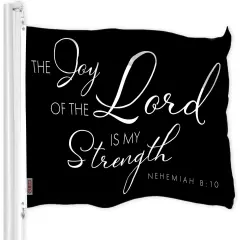 G128 Joy of the Lord Scripture Bible Verses Flag | 3x5 Ft | LiteWeave Pro Series Printed 300D Polyester | Indoor/Outdoor, Vibrant Colors, Brass Grommets