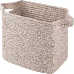 Summer baskets Cotton Rope Woven Storage Baskets for Shelves, Rectangle Storage Bins with Handles, Towel Basket - 13"&times;9.85"&times;8.7", Brown