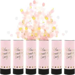 Pink Confetti Party Confetti Cannon, 6 Pack Mini Party Poppers Pink Confetti Cannon Shooters Biodegradable Confetti for Wedding Kids Birthday Party Supplies