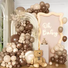 Brown Balloon Arch Kit 138 Pcs Neutral Balloon Arch Garland Kit Include Brown Beige Nude Tan Balloons for Baby Shower Gender Reveal Wedding Birthday Party Decoration (Brown and Beige)