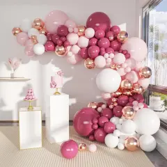 146Pcs Retro Rose Baby Pink Champagne White Sand Balloons Garland Arch Kit, Latex Balloons Different Sizes 18 12 10 5 Inch for Party Decorations, Wedding Backdrop, Birthday, Graduation