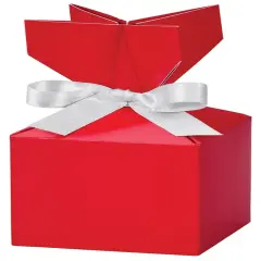 Pack/6: Red Cinch Gift Boxes - 3-1/2 x 3-1/2 x 7"