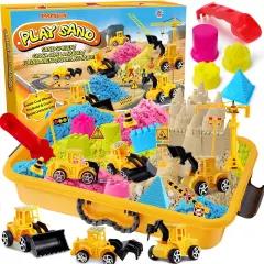 Summer Sand Toys Sensory Bin - Play Sand Kit with Construction Set Toy Truck and 4lbs Magical Sand, Pretend Play Beach Sensory Toy Sandbox, Kids Gifts for Girls and Boys