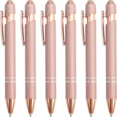 6 Pack Ballpoint Pen 2-in-1 Stylus Retractable Ballpoint Pen with Stylus tip, Metal Stylus Pen for Touch Screens, 1.0 mm Black Ink