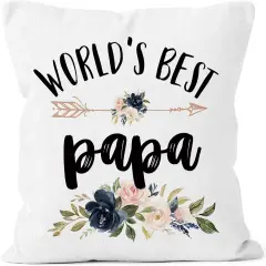 World's Best Papa Gifts Throw Pillow Cover 18x18, Birthday Holiday Pillow Case for Father, Father Dad Square Decor Pillowcase for Home Bedroom Living Room Couch Bed Sofa