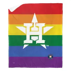 MLB Pride Series Silk Touch Sherpa Throw Blanket 50&times;60 Inches Houston astros