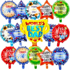 15Pcs Happy Fathers Day Balloons Party Decorations, 18 inch Feliz Dia PaPa Foil Balloons, Worlds Best Dad Balloons for Father's Day Party Birthday Decorations Supplies
