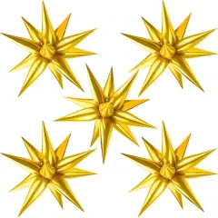 60 PCS Gold Star Balloons, 12 Point Spike Explosion Star Foil Balloons for Birthday, Wedding, Graduation Decorations Anniversary Backdrop (Gold)