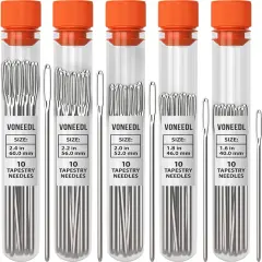 Large Eye Blunt Tapestry Needles (Pack of 50) - 5 Sizes with 5 Storage Tubes - Perfect for Darning, Embroidery, Cross-Stitching, Needlepoint, Crafting, Knitting, Weaving, and DIY
