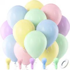 Pastel Balloons Latex Party Balloons, 100 Pack 12 inch Round Helium Multicolor Macaron Balloons