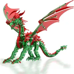 3D Puzzles for Kids,Stainless Steel Pteranodon Metal Kit - 3D Metal for Kids, Parent-Child Activity Toy/Building Blocks,Jigsaw Toy for Family Game (Red-Green)