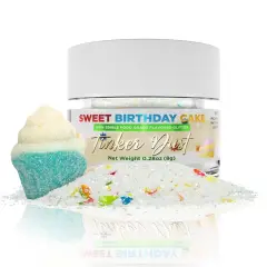 Bakell - Sweet Birthday Cake Flavored Tinker Dust (8g, 1x Jar) Edible Glitter Dessert Toppings for Fruit, Candy and Cake