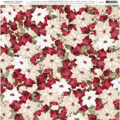 American Crafts Patterned Single-Sided Cardstock 12"X12"-Poinsettia