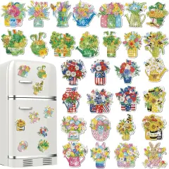 30 Pcs Seasonal Flowers Diamond Painting Magnet Kits
