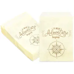 Paper Goodie Bags for Party Favors, A New Adventure Begins (5 x 7.5 In, 100 Pack) Yellow
