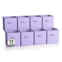Sorbus Large 13" Storage Bins - 8 Pack Sturdy Collapsible Fabric Storage Cubes with Handles - Pastels Pastel purple
