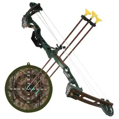RealTree: Toy Compound Bow Set - 30" - Green-Brown-Camo - 3ct Suction-Tipped Arrows, Target, Ergonomic Grip, Shoots Up to 40ft, Archery, Kids Ages 8+
