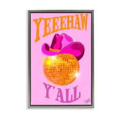 Stupell Industries Yeehaw Y'all Disco Cowboy Framed Floater Canvas Wall Art Design by Elizabeth Medley