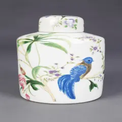 AA Importing Birds and Flowers Cylindrical Jar with Lid Multicolor