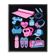 Stupell Industries Bold Workout & Exercise Framed Floater Canvas Wall Art Design by Melissa Wang