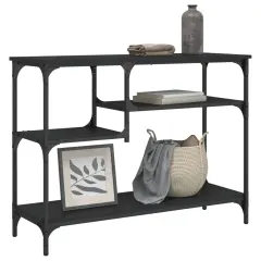 vidaXL Console Table with Shelves Black 39.4"x13.8"x29.5"