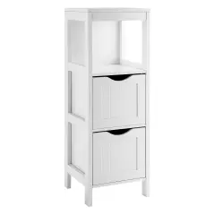 Costway Bathroom Floor Cabinet Freestanding Side Storage Organizer w/2 Removable Drawers
