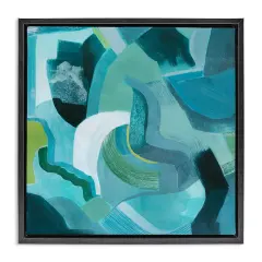 Stupell Industries Energetic Blue Movement Framed Floater Canvas Wall Art Design by Grace Popp