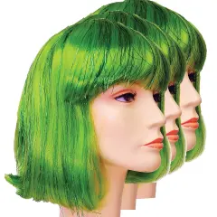 China Doll Wig Green with Tinsel Shine