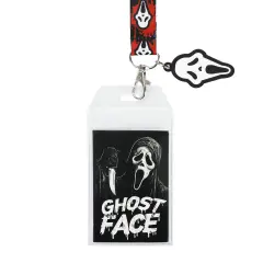 Ghostface Mask Black & Red Lanyard With ID Sleeve