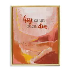 Stupell Industries Hoy es un Buen Dia Rojo Framed Floater Canvas Wall Art Gold Floater Frame