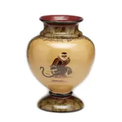 8 Inch Tall Monkey Vase Hand Painted Brown