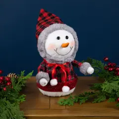 Northlight Jolly Baby Snowman with Plaid Coat Christmas Figurine - 7.5" White