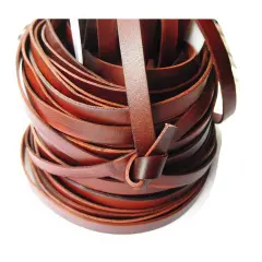 5 Yards 10mmx2mm Genuine Cow Hide Flat Leather Srip, 10mm Wide Real Leather Craft for Jewelry Making LeatherRush (Brown)