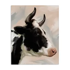 Stupell Industries Farm Cow with Horns Canvas Wall Art Design by Matthew Piotrowicz