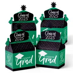 Big Dot of Happiness Green Grad - Best is Yet to Come - Treat Box Party Favors - 2025 Green Graduation Party Goodie Gable Boxes - Set of 12
