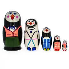 Set of 5 Happy PenguinsNesting Dolls
