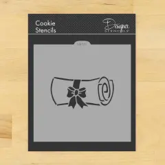 Diploma Cookie & Craft Stencil | CM117 by Designer Stencils | Cookie Decorating Tools | Baking Stencils for Royal Icing, Airbrush, Dusting Powder | Craft Stencils for Canvas, Paper, Wood | Reusable Food Grade Stencil