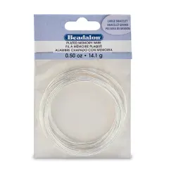 Beadalon Memory Wire, Flat, Large Bracelet, Silver Plated, Approx. 12 coils