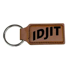 Keychain - Rectangle - Idjit - Leather Rawhide/Black