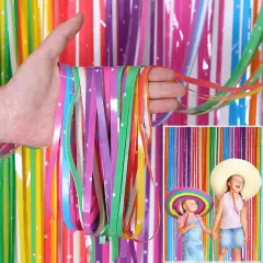 Shimmer Wall Curtain Backdrop (2 Pack, 6.6 x 3.3 ft), Rainbow Streamers Curtain for Birthday Party Decorations, Photo Booths & Theme Parties, Tinsel Foil Fringe Party Supplies by PixiPy