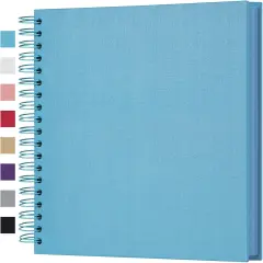 DIY Scrapbook Photo Album 80 Pages Thick Kraft Blank Blue Paper Memory Book for Wedding and Anniversary Family (Blue, 10 Inch)