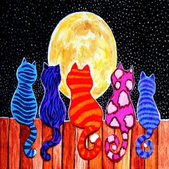 DIY 5D Diamond Painting Colorful Cat, Moon,Art Paintings Full Drill Diamond Painting by Number Kits, Gift for Adults Kids, Children&rsquo;s Room Home Wall Decor.