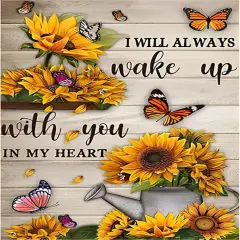 Sunflower Diamond Art Kits for Adults - Butterfly Full Drill Diamond Dots Paintings for Beginners, Round 5D Paint with Diamonds Pictures Gem Art Painting Kits 12x16inch