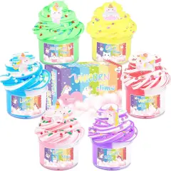 6 Pack Butter Slime Kit, with Unicorn Slime Add Ins, Soft Non-Sticky, Birthday Gifts for Kids, Classroom Rewards, Stress Relief Toy, DIY Butter Slime Party Favor for Girls & Boys