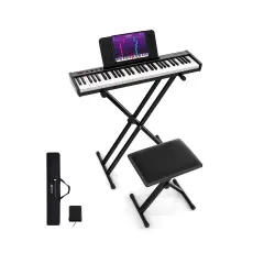 61-Key Electronic Keyboard Piano with Bluetooth, Adjustable Stool and Stand