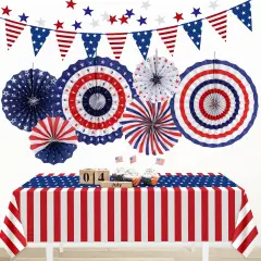Patriotic 4th of July Decorations Set, 9 Pcs Red White and Blue