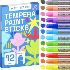 100% Washable Tempera Paint Sticks for Kids - 12 Non-toxic Paint Markers for Kids - Color Sticks with Twist Design