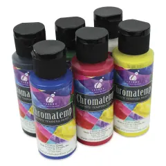 Chroma Chromatemp Artists' Tempera Paint - Set of 6, Assorted Colors, 2 oz