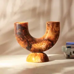 Resin Flower Vase with Base - Artistic Marbled