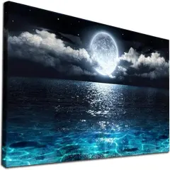 Large Diamond Painting Kits for Adults (31.5 x 15.7 inch) DIY 5D Sea Moon Full Round Drill Crystal Rhinestone Embroidery Pictures Arts Paint by Number Diamond Art Kits for Home Wall Decor